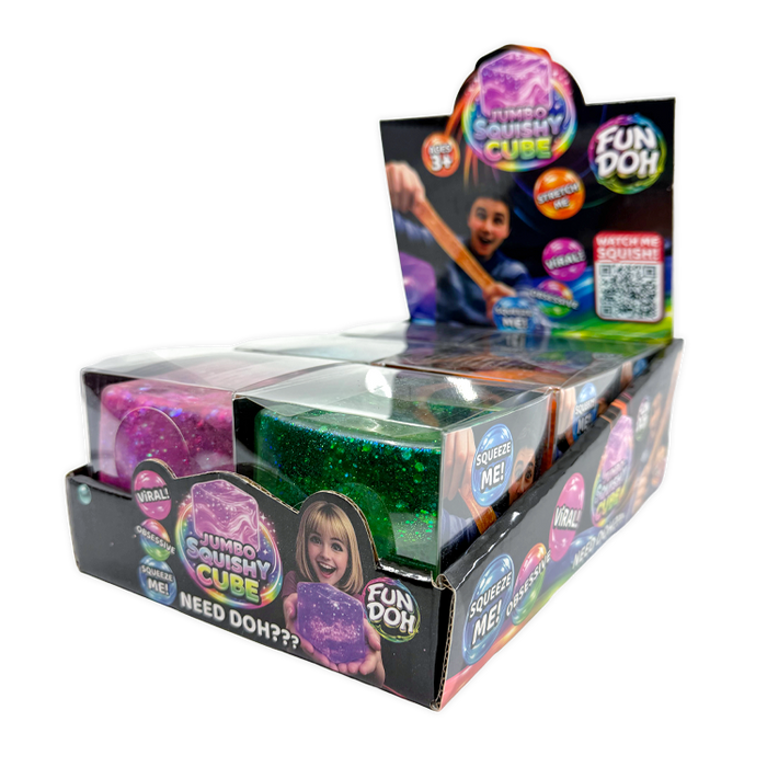 Fun Doh™ Jumbo Slow Release Squishy Cube - 6 Pieces Per Retail Ready Display 26653