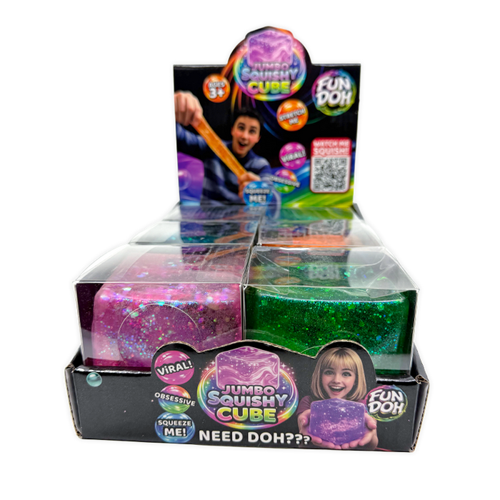 Fun Doh™ Jumbo Slow Release Squishy Cube - 6 Pieces Per Retail Ready Display 26653