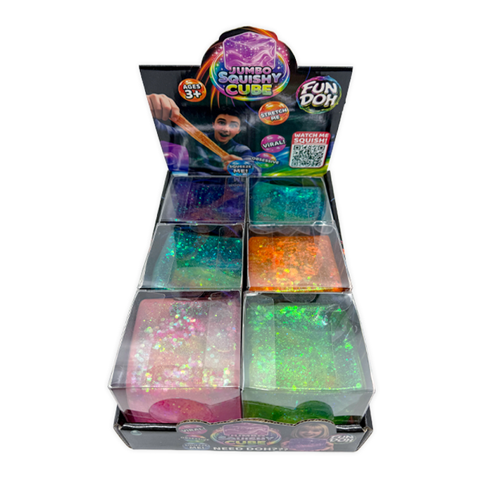 Fun Doh™ Jumbo Slow Release Squishy Cube - 6 Pieces Per Retail Ready Display 26653