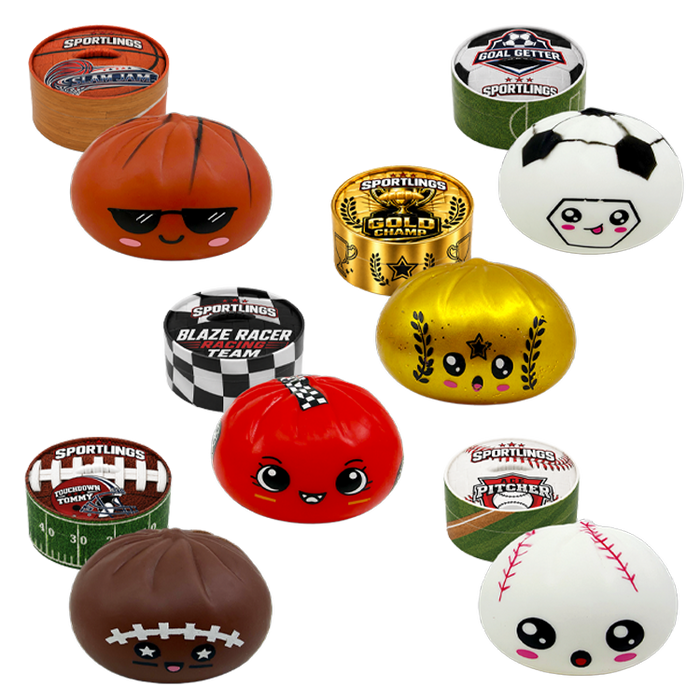 Fun Doh™ Sportlings Sports Jelly Dumpling Squish Toy - 12 Pieces Per Retail Ready Display 26994