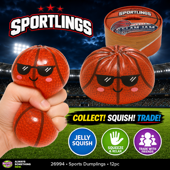 Fun Doh™ Sportlings Sports Jelly Dumpling Squish Toy - 12 Pieces Per Retail Ready Display 26994
