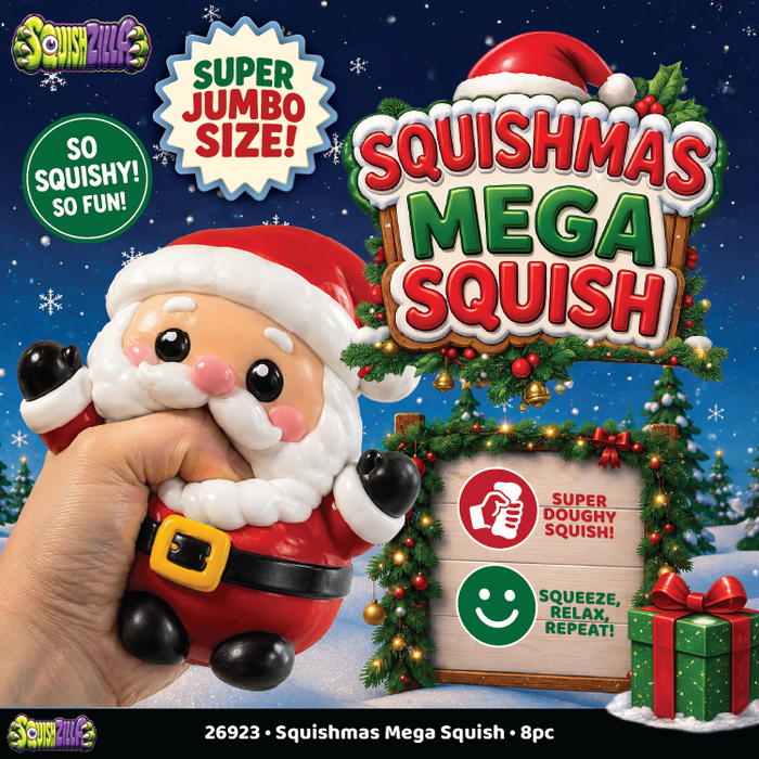 Fun Doh™ Squishmas Mega Slow Rise Foam Squishy Toy Christmas Characters - 8 Pieces Per Retail Ready Display 26923