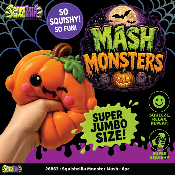 Fun Doh™ SquishZilla™ Jumbo Mega Slow Rise Foam Mash Monsters Squishy Toy - 6 Pieces Per Retail Ready Display 26863