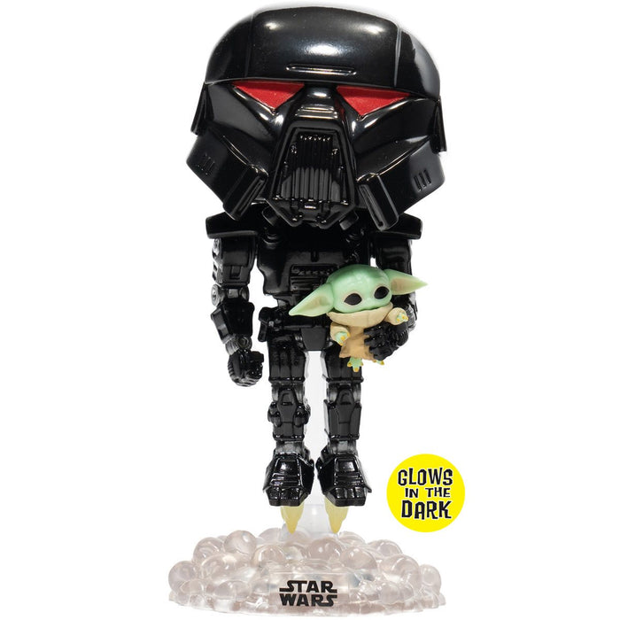 Funko Pop Star Wars The Mandalorian Dark Trooper with Grogu GITD