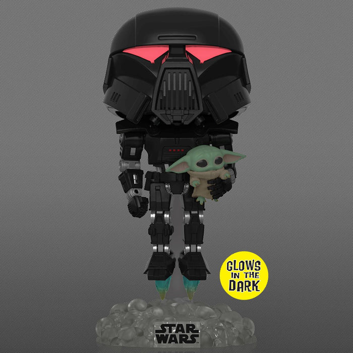 Funko Pop Star Wars The Mandalorian Dark Trooper with Grogu GITD