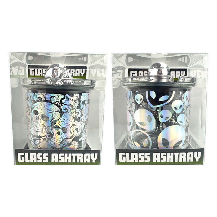 Glass Ashtray with Chrome Plated Lid - 6 Pieces Per Retail Ready Display 25945 SMOKEZILLA