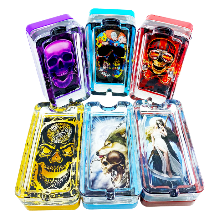 Glass Ashtray with LED Light-Up Design - 6 Pieces Per Retail Ready Display 23522 SMOKEZILLA
