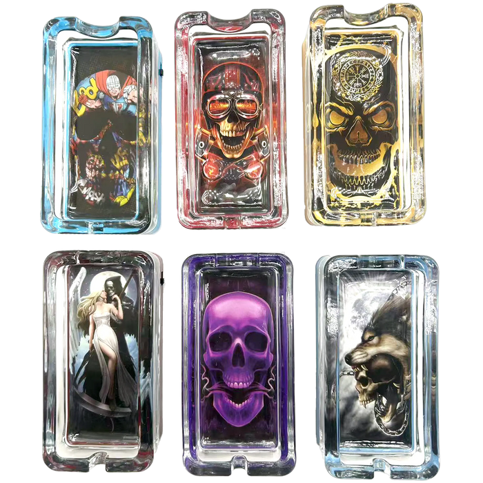 Glass Ashtray with LED Light-Up Design - 6 Pieces Per Retail Ready Display 23522 SMOKEZILLA