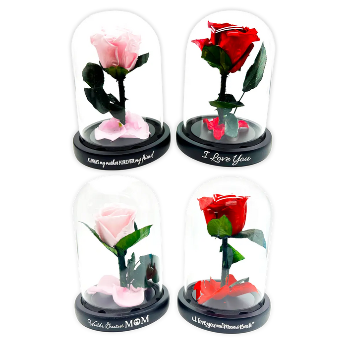 Glass Dome Real Preserved Rose Keepsake - 4 Pieces Per Retail Ready Display 25008 NOVELTY INC