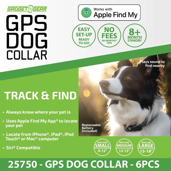 GPS Dog Collar Tracker Apple Find My™ Compatible - 6 Pieces Per Retail Ready Display 25750 GADGET GEAR