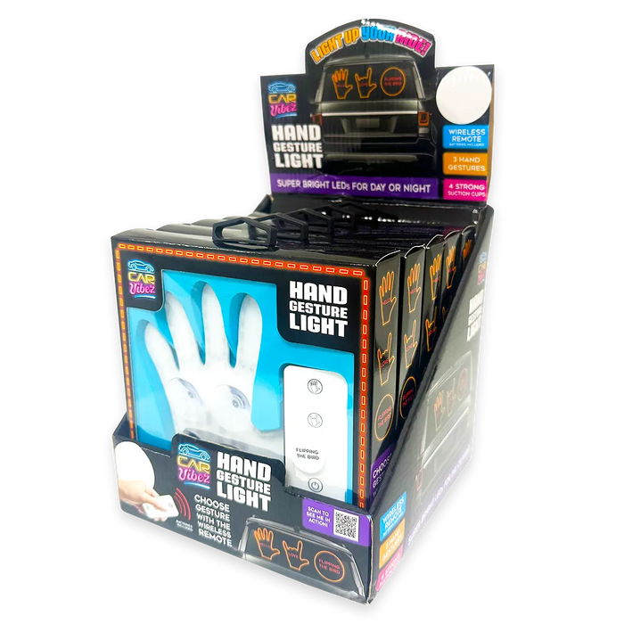 Hand Gesture Lighted Suction Cup Mount Sign with Remote - 6 Pieces Per Retail Ready Display 24454 CAR VIBEZ