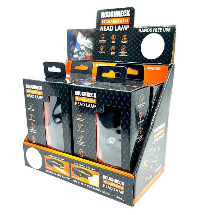 Headlamp Flashlight with Motion Sensor - 4 Pieces Per Retail Ready Display 41671 ROUGHNECK