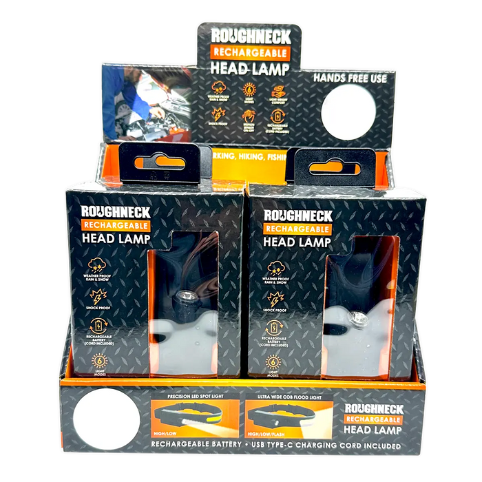 Headlamp Flashlight with Motion Sensor - 4 Pieces Per Retail Ready Display 41671 ROUGHNECK