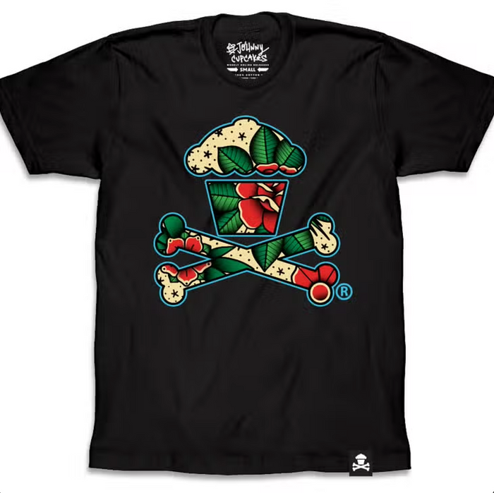 Johnny Cupcakes "Floral Tattoo Crossbones" Graphic T-shirt