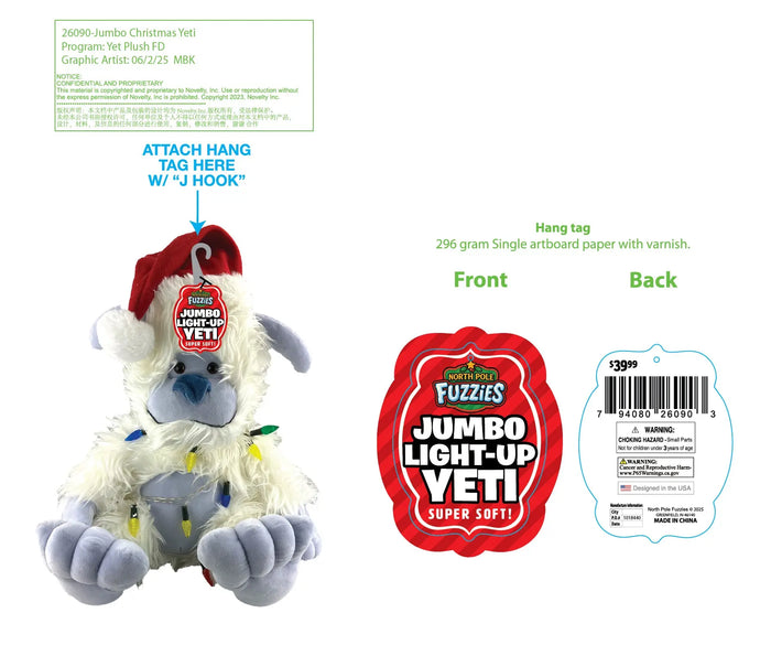 Jumbo Light-Up Plush Snow Yeti - 2 Pieces Per Pack 26090 KIPP BROTHERS