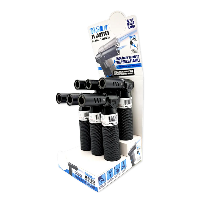Jumbo Slide Torch Lighter - 6 Pieces Per Retail Ready Display 25772 TORCH BLUE