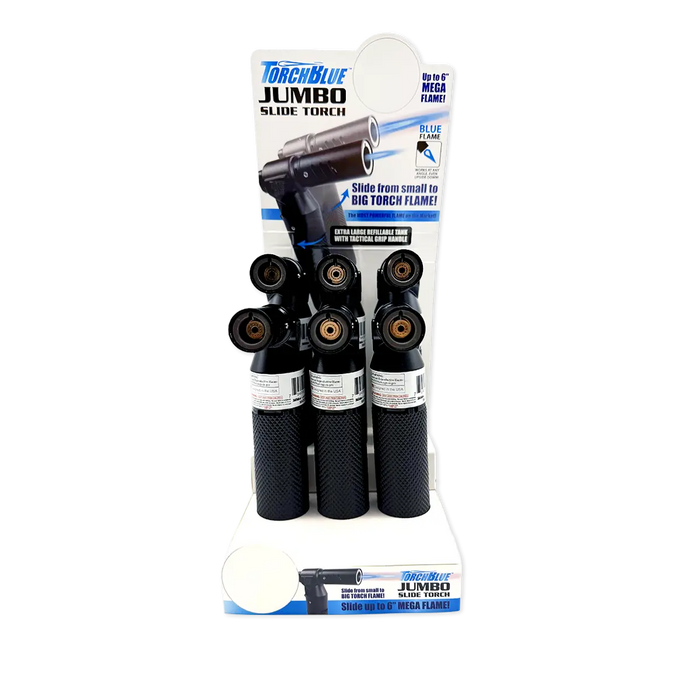 Jumbo Slide Torch Lighter - 6 Pieces Per Retail Ready Display 25772 TORCH BLUE