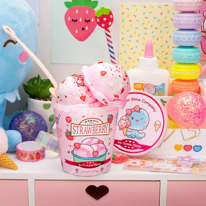 Kawaii Slime Company Strawberry Scented Ice Cream Pint Slime