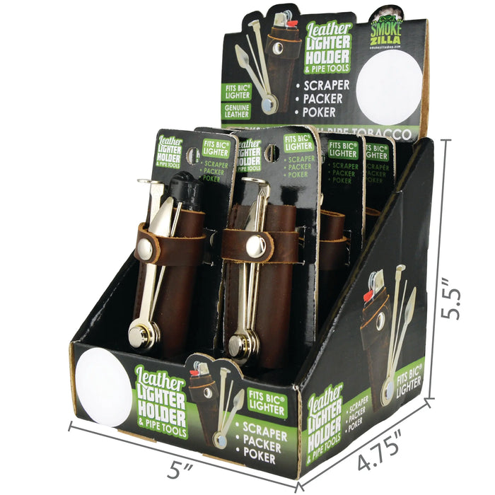 Leather Lighter Case With Tools  - 6 Pieces Per Retail Ready Display 25592 SMOKEZILLA