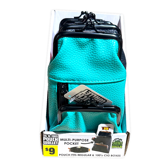Leatherette Cigarette Pouch with Coin Wallet - 5 Pieces Per Retail Ready Display 41414 SMOKEZILLA