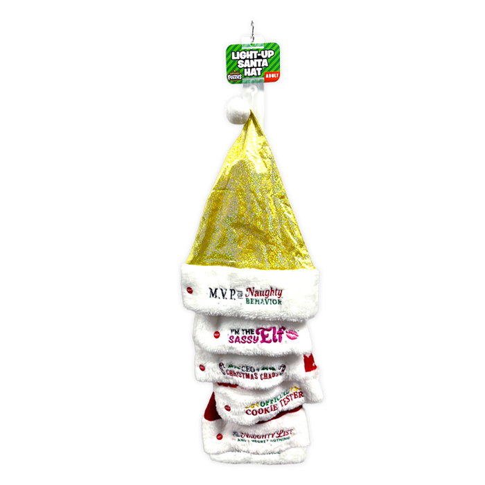 Light Up Christmas Santa Winter Hat with Merchandising Hang Strip - 6 Pieces Per Pack 26170 NOVELTY INC