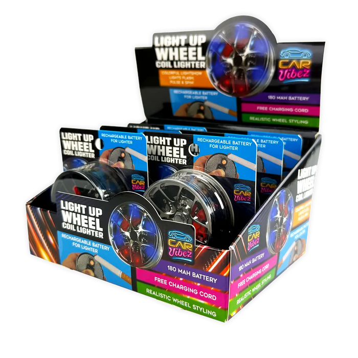 Light-up Coil Lighter Wheel - 6 Pieces Per Retail Ready Display 25771 CAR VIBEZ