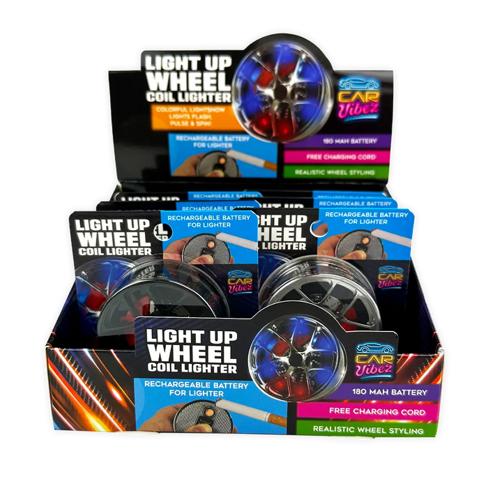 Light-up Coil Lighter Wheel - 6 Pieces Per Retail Ready Display 25771 CAR VIBEZ