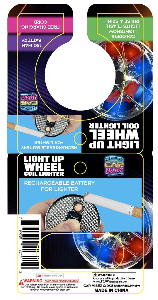 Light-up Coil Lighter Wheel - 6 Pieces Per Retail Ready Display 25771 CAR VIBEZ