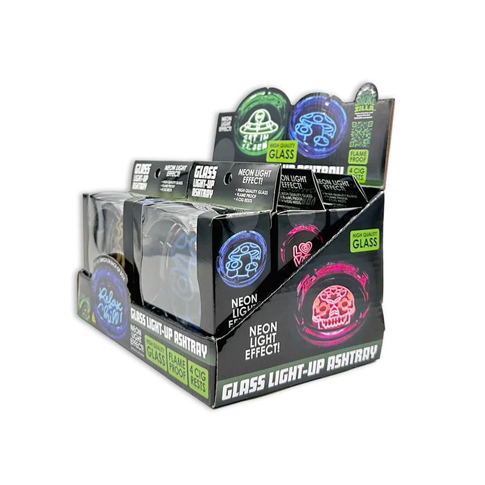 Light-Up Glass Ashtray - 6 Pieces Per Retail Ready Display 25271 SMOKEZILLA