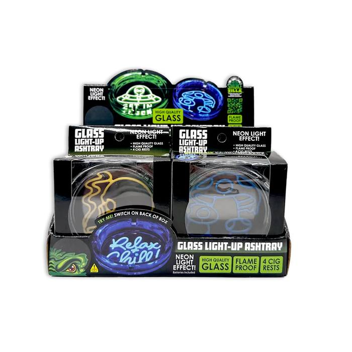 Light-Up Glass Ashtray - 6 Pieces Per Retail Ready Display 25271 SMOKEZILLA