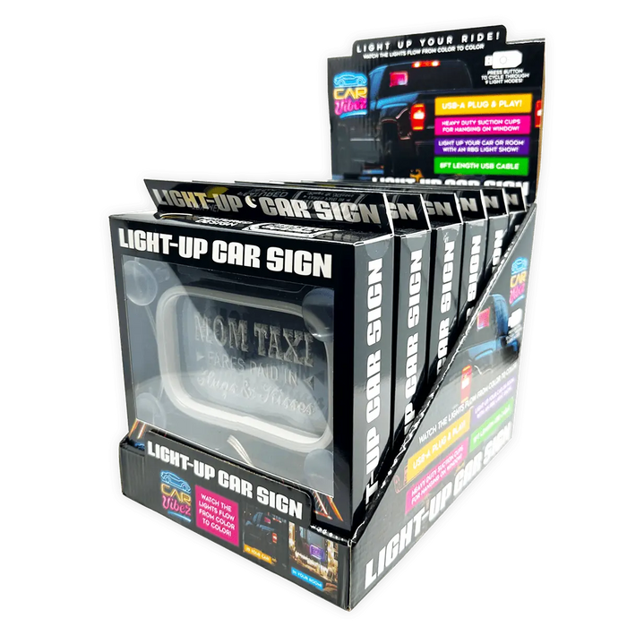 Light-Up Patriotic Parent Suction Cup Mount Car Sign - 6 Pieces Per Retail Ready Display 25319 CAR VIBEZ