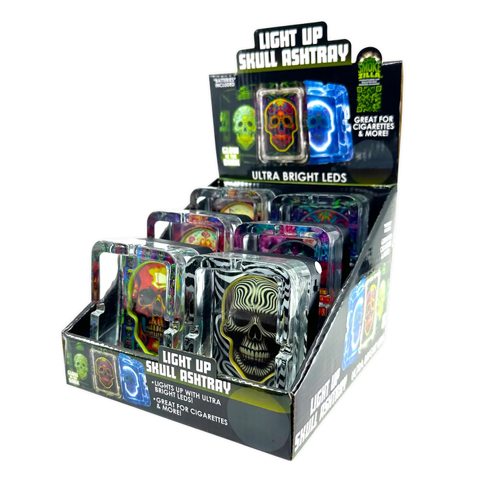 Light-Up Skull Glass Ashtray - 6 Per Retail Ready Display 25121 SMOKEZILLA