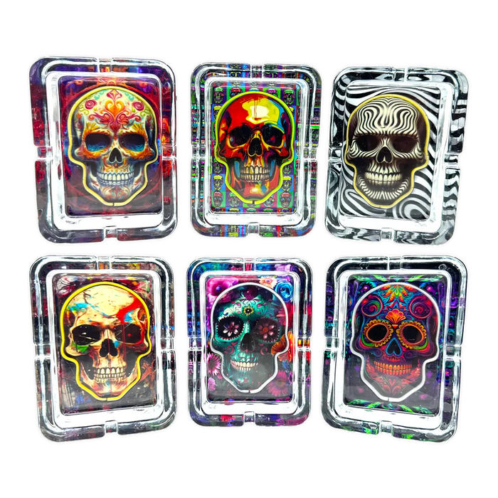 Light-Up Skull Glass Ashtray - 6 Per Retail Ready Display 25121 SMOKEZILLA
