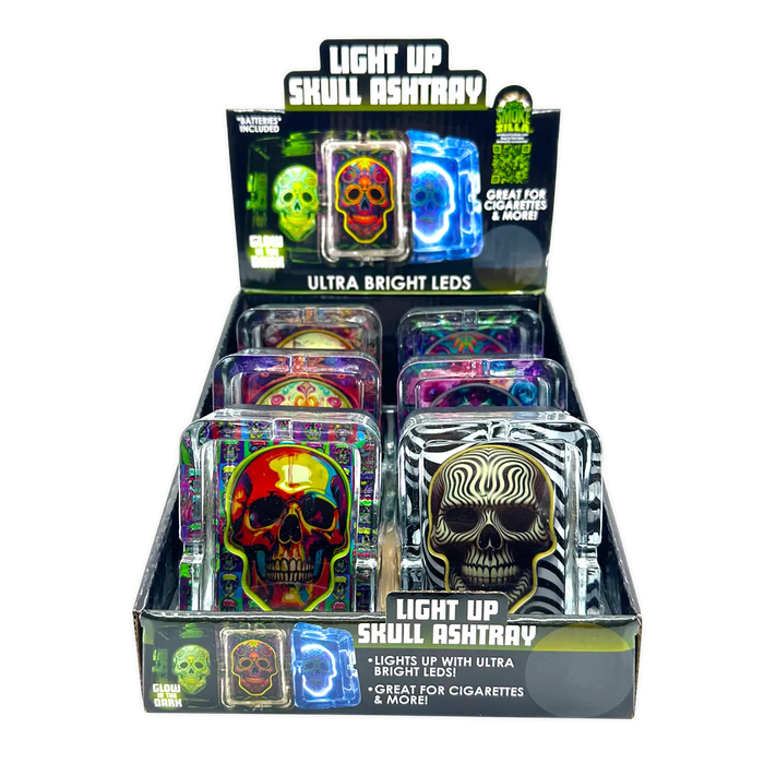 Light-Up Skull Glass Ashtray - 6 Per Retail Ready Display 25121 SMOKEZILLA