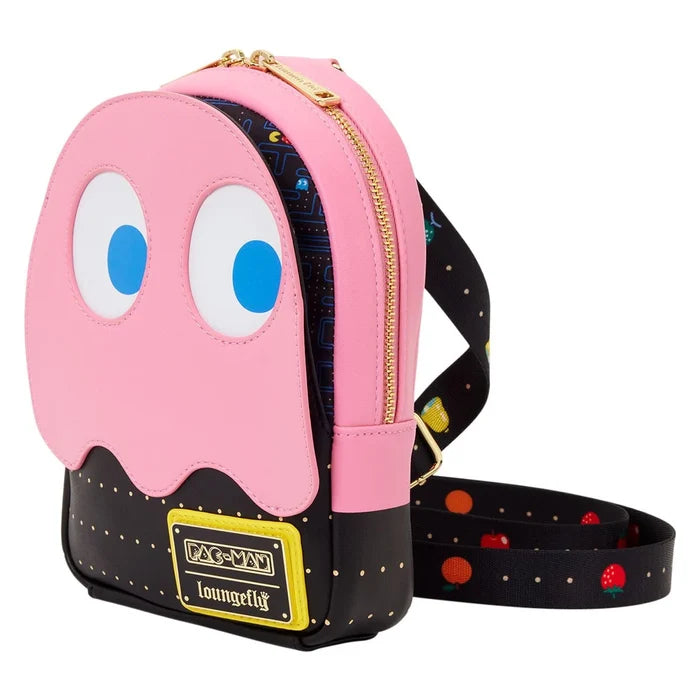 Loungefly Pac-Man Pinky the Ghost GITD Sling Crossbody Bag