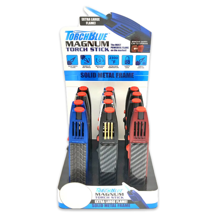 Magnum Zinc Torch Stick Lighter - 12 Pieces Per Retail Ready Display 23755 TORCH BLUE