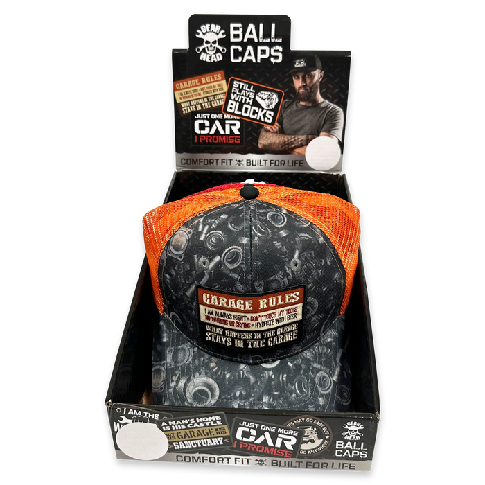 Mechanic Trucker Hat Gear Head Ball Caps - 6 Pieces Per Retail Ready Display 23753 TAC GEAR