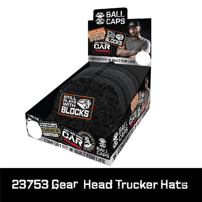 Mechanic Trucker Hat Gear Head Ball Caps - 6 Pieces Per Retail Ready Display 23753 TAC GEAR