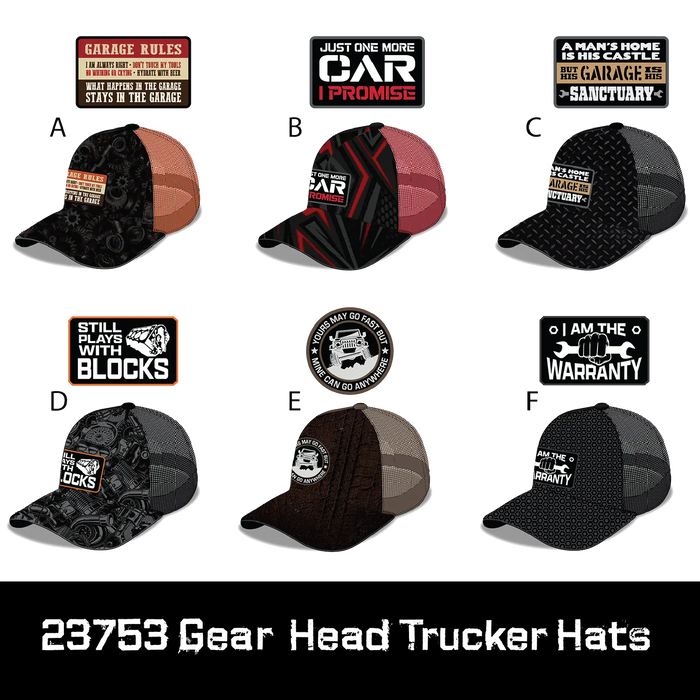 Mechanic Trucker Hat Gear Head Ball Caps - 6 Pieces Per Retail Ready Display 23753 TAC GEAR