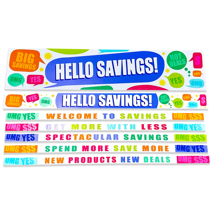 Merchandising Fixture - 3' Merchandising 7 Sign Set 977260 NOVELTY INC