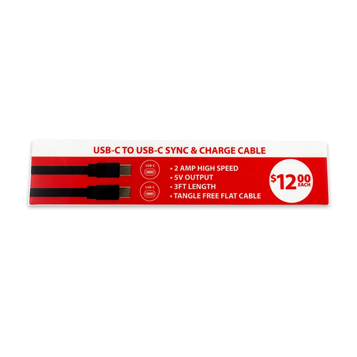 Merchandising Fixture - 3' USB-C to USB-C Charging Cable Sign 979430 NOVELTY INC