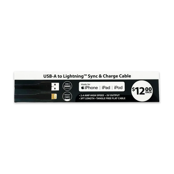 Merchandising Fixture - 3' USB to Lightning Charging Cable Sign 979390 NOVELTY INC