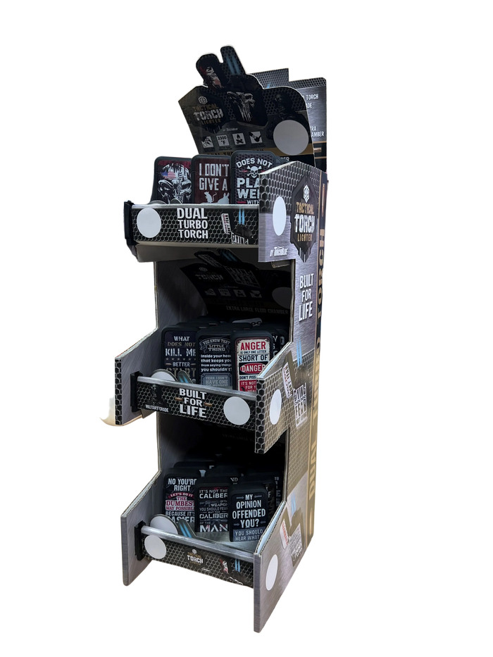 Merchandising Fixture - Corrugated Tac Gear 3 Tier Countertop Lighter Display ONLY 975560 TAC GEAR