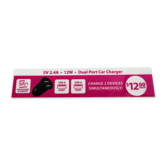 Merchandising Fixture - USB-A Dual Port Car Charger Sign ONLY 979440 NOVELTY INC