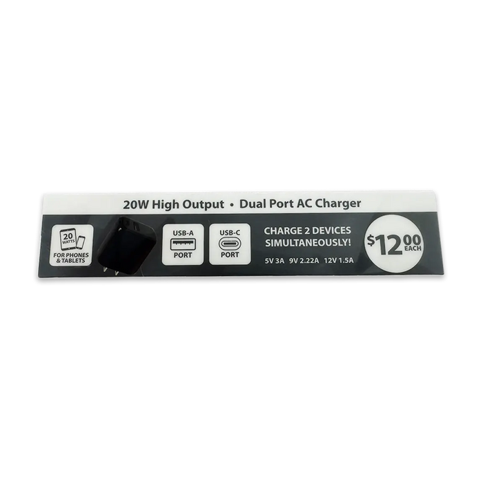 Merchandising Fixture - USB-A to USB-C AC Wall Charger Sign ONLY 979500 NOVELTY INC