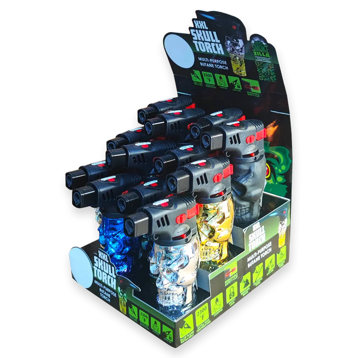 Metallic XXL Skull Torch Lighter - 12 Pieces Per Retail Ready Display 24715 SMOKEZILLA