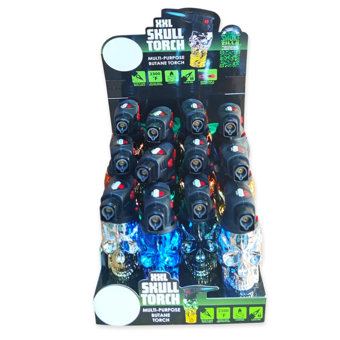 Metallic XXL Skull Torch Lighter - 12 Pieces Per Retail Ready Display 24715 SMOKEZILLA