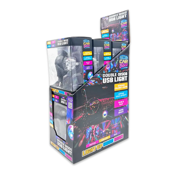 Mood Light USB Double Disco Ball - 6 Pieces Per Retail Ready Display 25344 CAR VIBEZ
