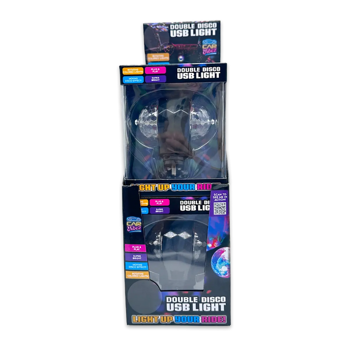 Mood Light USB Double Disco Ball - 6 Pieces Per Retail Ready Display 25344 CAR VIBEZ