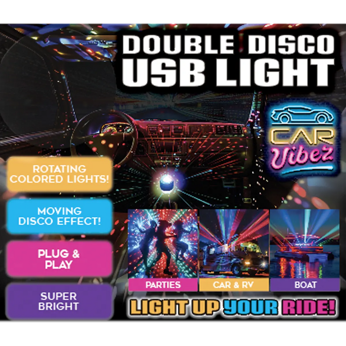 Mood Light USB Double Disco Ball - 6 Pieces Per Retail Ready Display 25344 CAR VIBEZ
